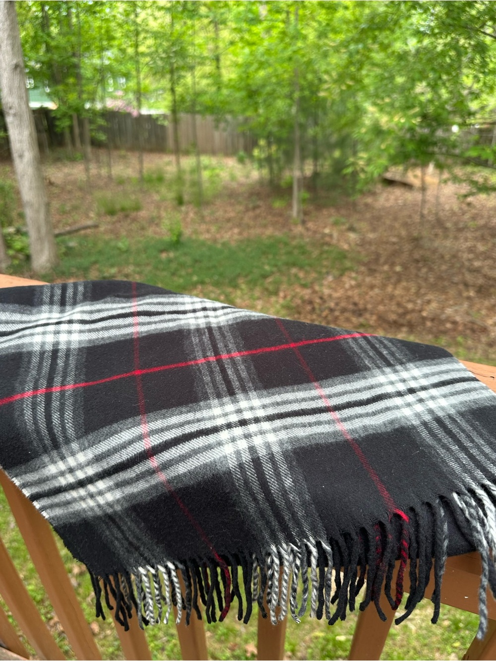 V. Fraas black plaid scarf